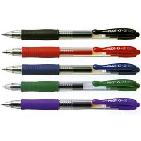 Pilot G2-5 Retractable Gel Pen 0.5mm Black/Blue/Red/Orange