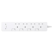 Schneider AvatarOn Exten Individual Switches Extension Socket 13A*4 With USB-C *2 Charger Socket White/Dark Grey